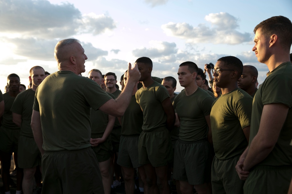 31st MEU Marines exercise during Sgt. Maj. PT