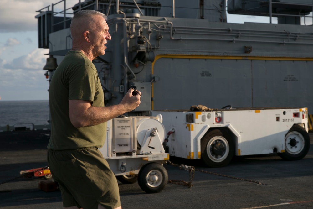 31st MEU Marines exercise during Sgt. Maj. PT