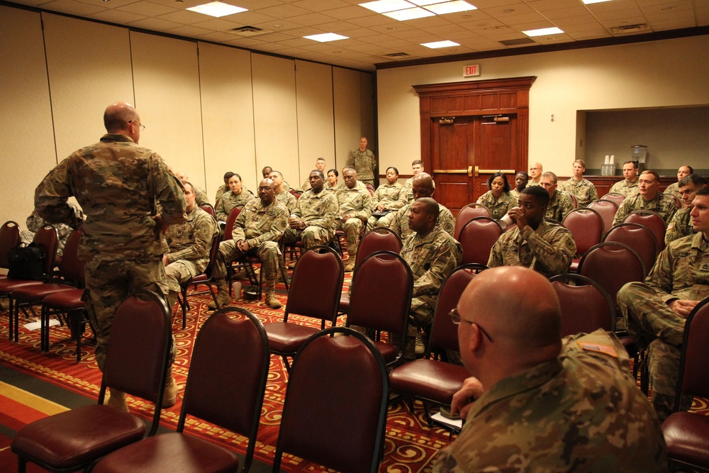 Maj. Gen. William S. Lee shares tips with recruiters on attracting medical professionals to the Army Reserve