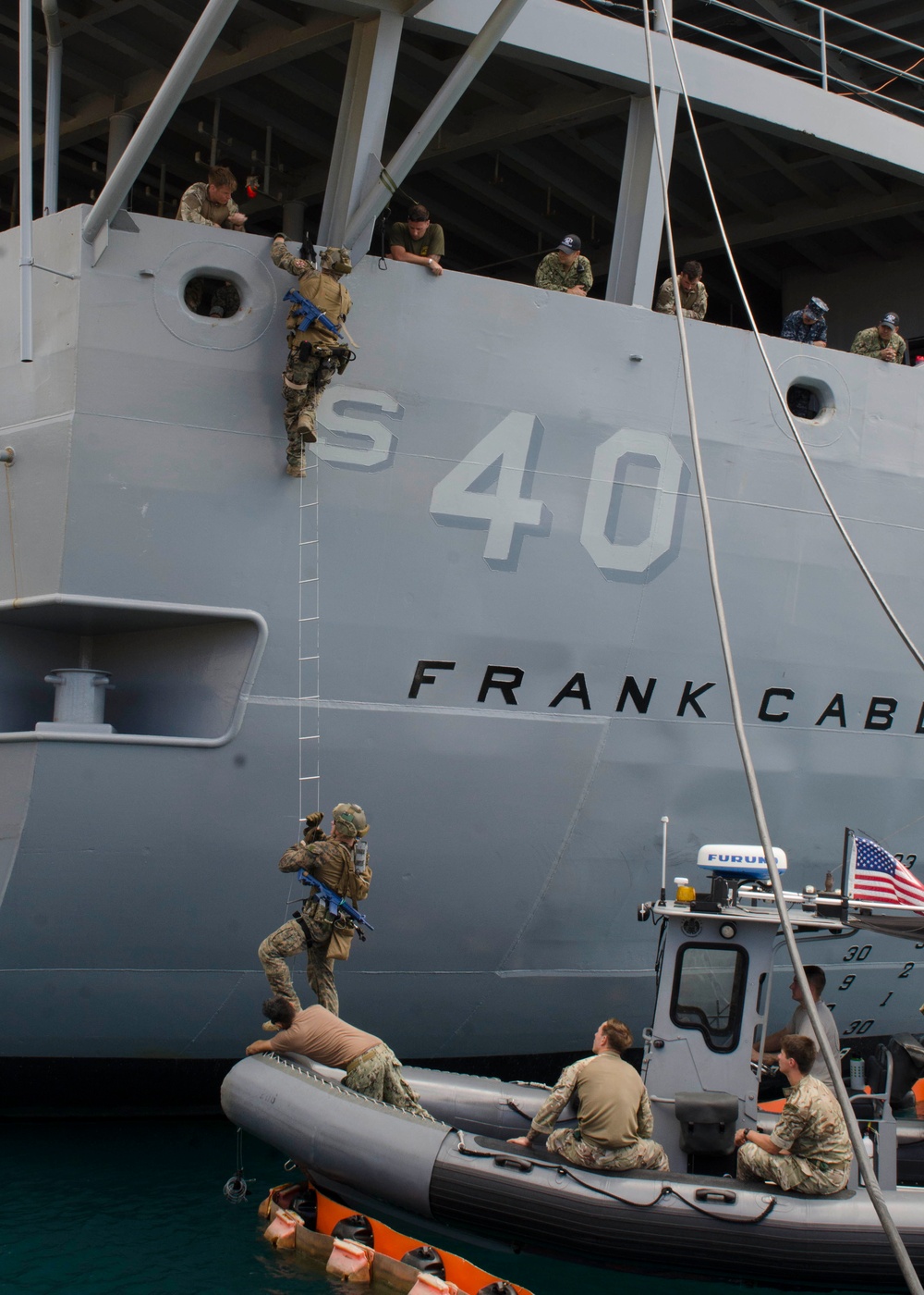 Marines Conduct VBSS On Board USS Frank Cable