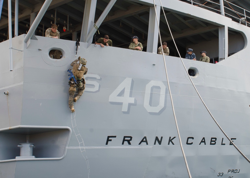 Marines Conduct VBSS On Board USS Frank Cable