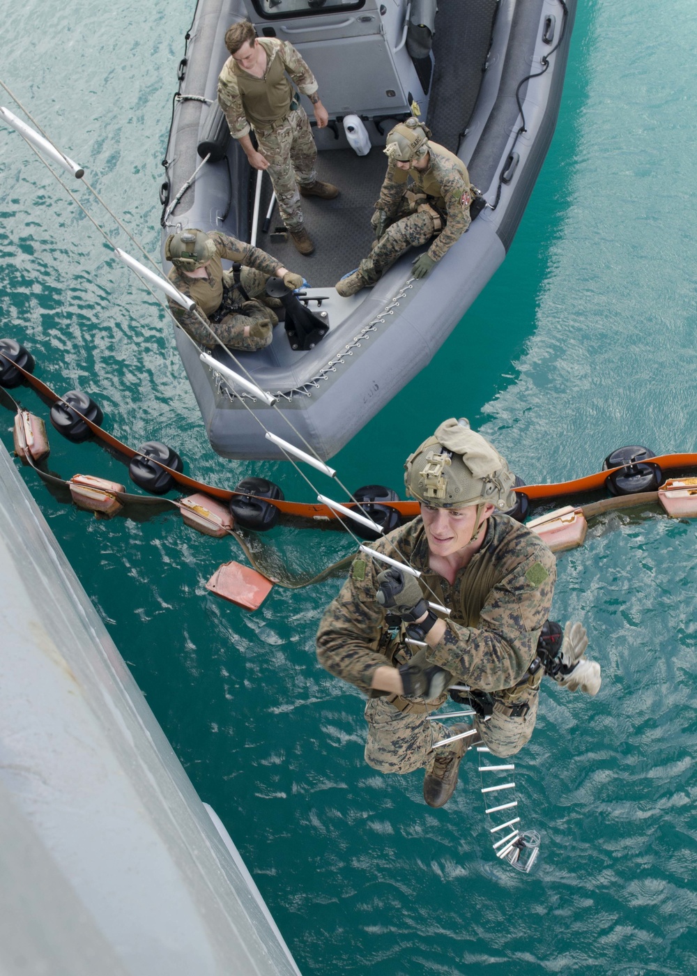 Marines Conduct VBSS On Board USS Frank Cable