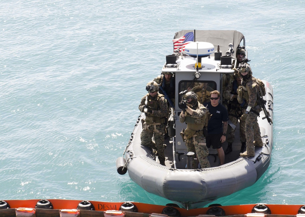 Marines Conduct VBSS On Board USS Frank Cable