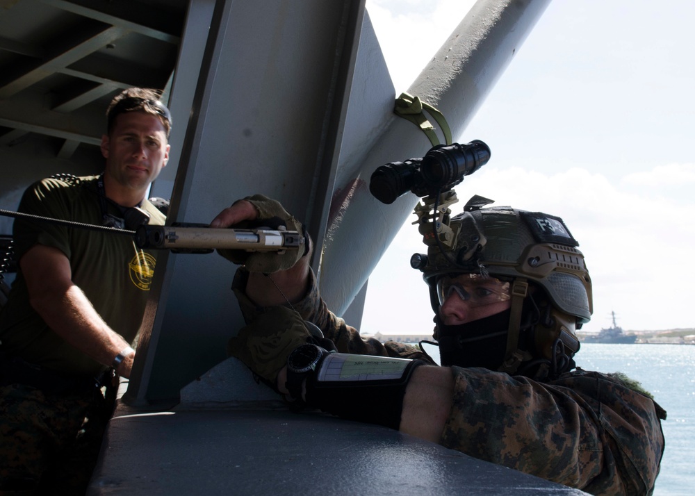 Marines Conduct VBSS On Board USS Frank Cable