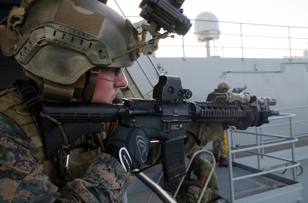 Marines Conduct VBSS On Board USS Frank Cable