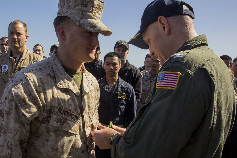 Marine receives award while deployed aboard USS New York