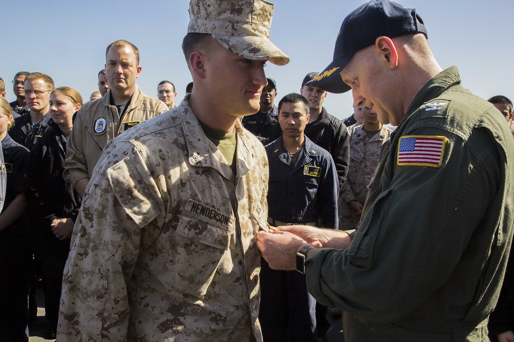 Marine receives award while deployed aboard USS New York