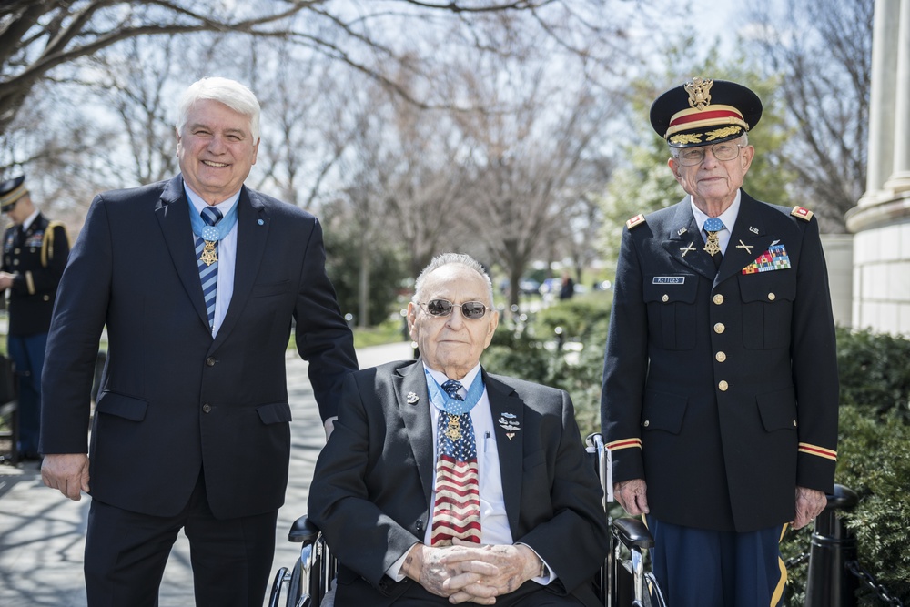 Medal of Honor Recipients Lay a Wreath at the Tomb of the Unknown Soldier