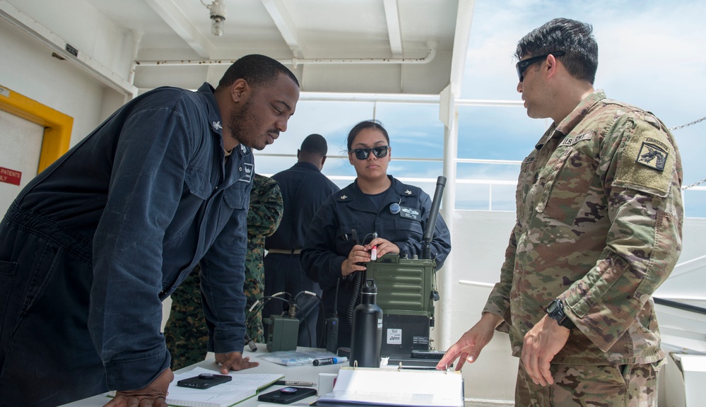 Service members conduct field training exercise aboard USNS Mercy