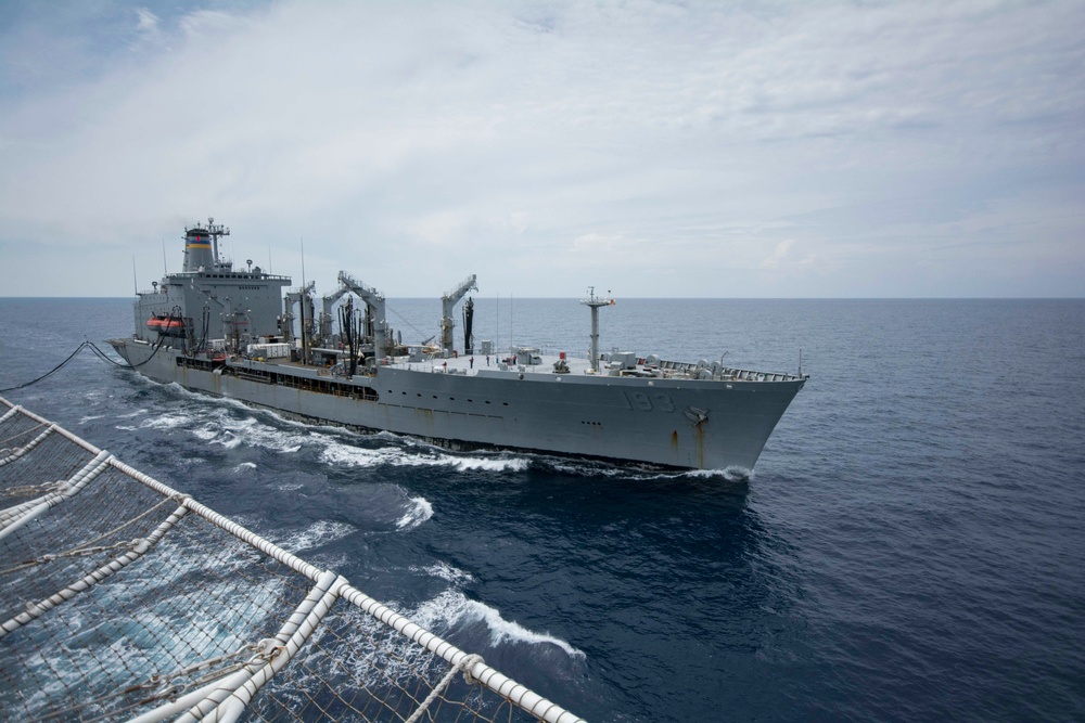 USNS Mercy recieves fuel during replenishment-at-sea