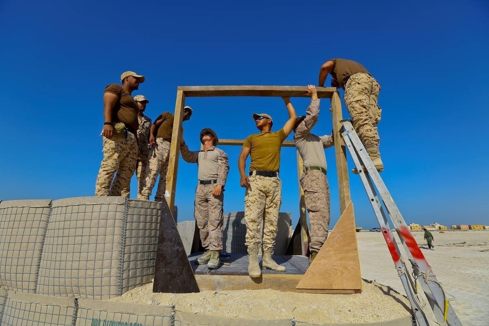 SPMAGTF-CR-CC Marines practice forward operating base defense techniques with Bahrain Defence Force