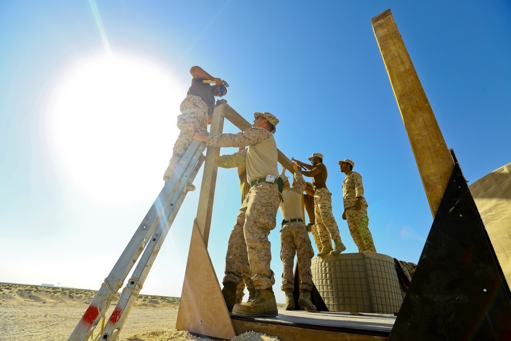 SPMAGTF-CR-CC Marines practice forward operating base defense techniques with Bahrain Defence Force