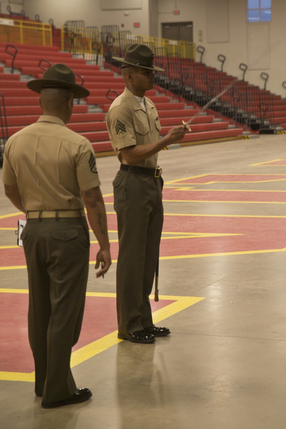 Marine recruits demonstrate discipline through drill on Parris Island