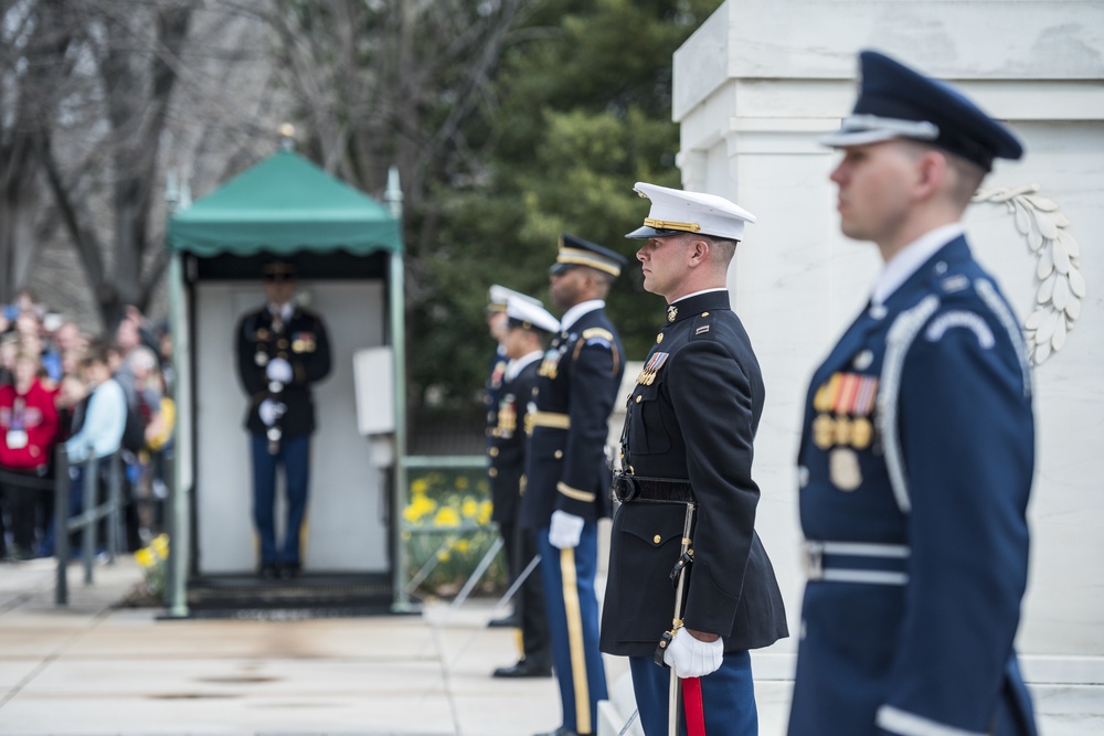 Chief of the General Staff for the Kuwait Armed Forces Lt. Gen. Mohammad Khaled Al-Khodr Participates in an Armed Forces Full Honors Wreath-Laying Ceremony at the Tomb of the Unknown Soldier