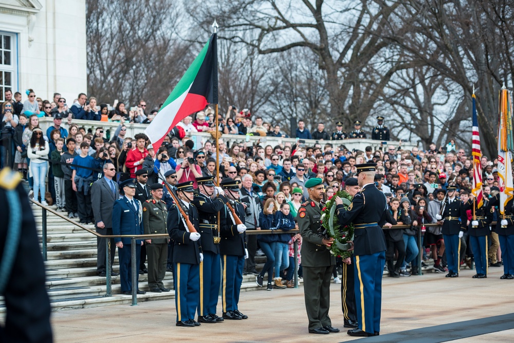 Chief of the General Staff for the Kuwait Armed Forces Lt. Gen. Mohammad Khaled Al-Khodr Participates in an Armed Forces Full Honors Wreath-Laying Ceremony at the Tomb of the Unknown Soldier