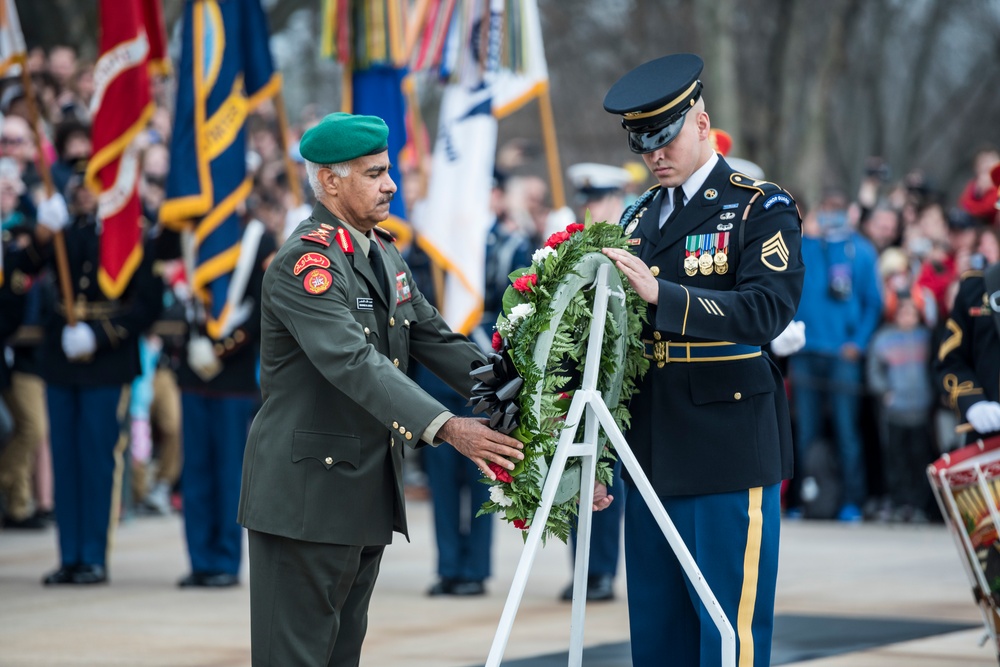 Chief of the General Staff for the Kuwait Armed Forces Lt. Gen. Mohammad Khaled Al-Khodr Participates in an Armed Forces Full Honors Wreath-Laying Ceremony at the Tomb of the Unknown Soldier