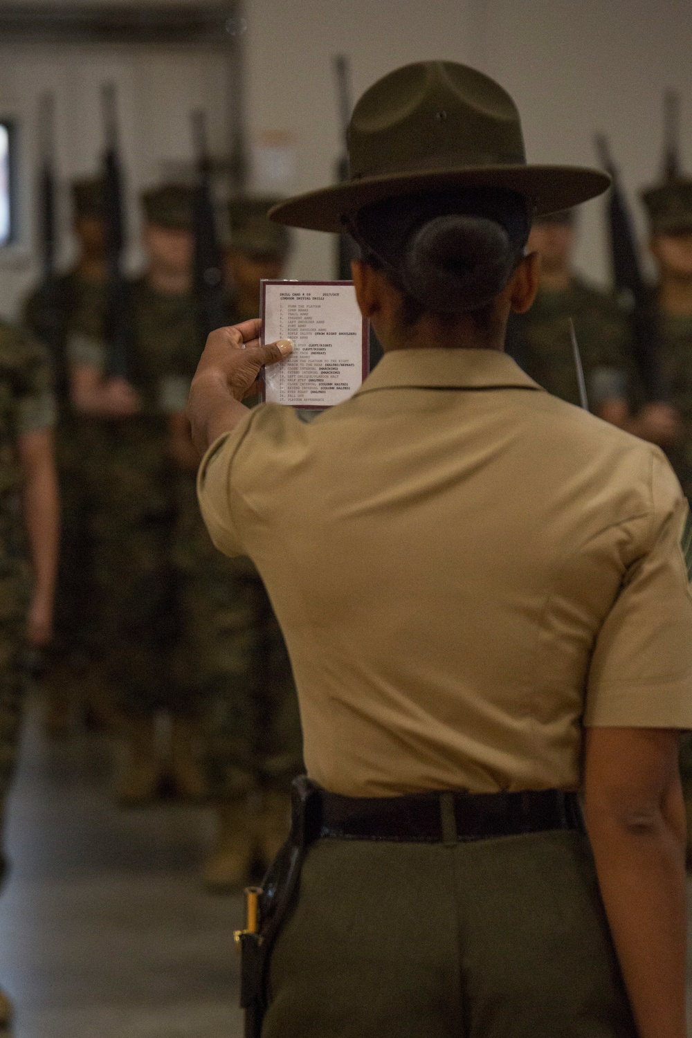 Marine recruits demonstrate discipline through drill on Parris Island