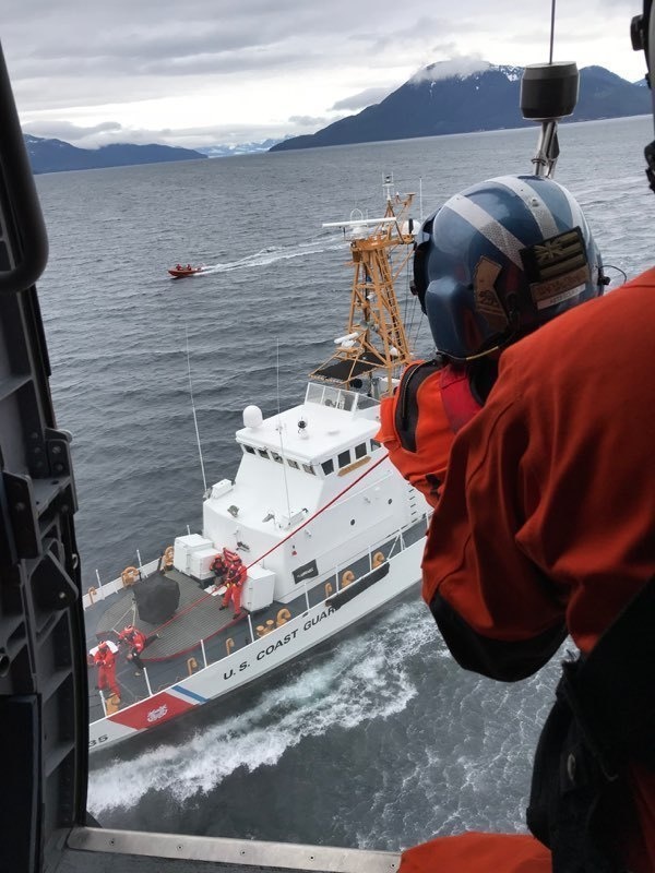 USCGC Anacapa, Air Station Sitka crew members conduct hoist training, Chatham Strait, AK