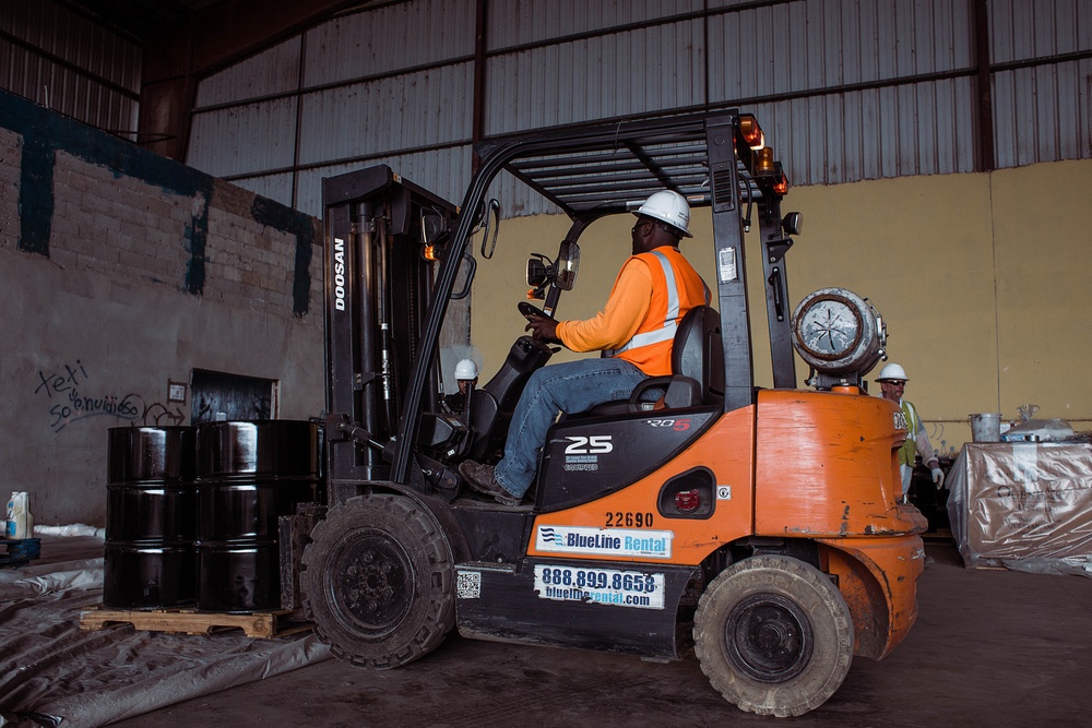 Unloading Oil Drone Pallets