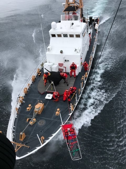 USCGC Anacapa, Air Station Sitka crew members conduct hoist training, Chatham Strait, AK