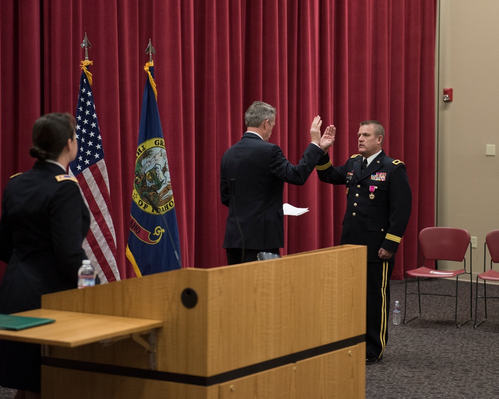 Idaho Lieutenant Governor Brad Little promotes Brig. Gen. Farin D. Schwartz