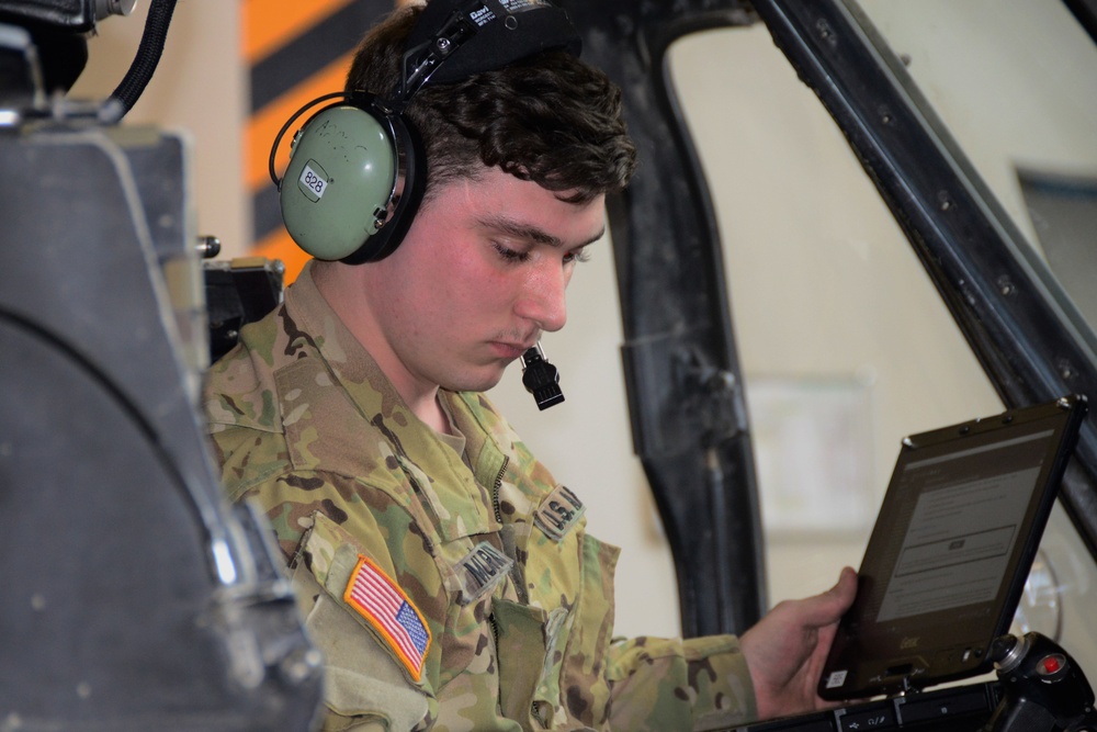 Main rotor system maintenance on a HH-60 MEDEVAC helicopter