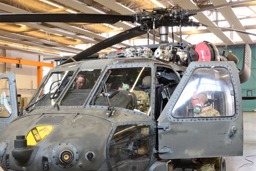 Main rotor system maintenance on a HH-60 MEDEVAC helicopter