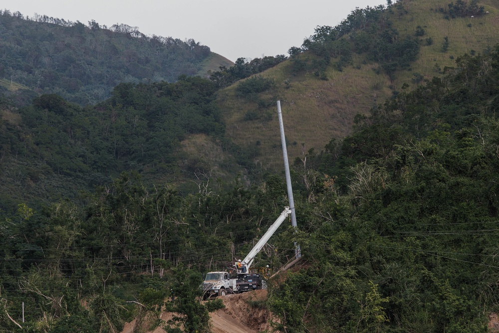 Power Poles Installed in the Mountains of Peñuelas