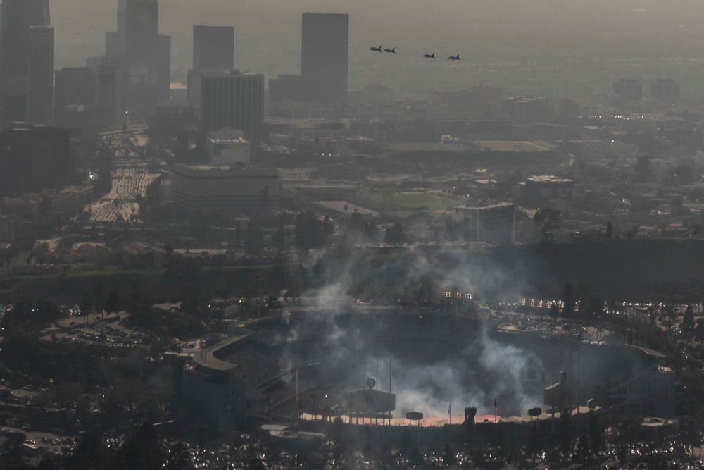 Los Angeles Dodger's Receive Flyover from Vance Air Force Base