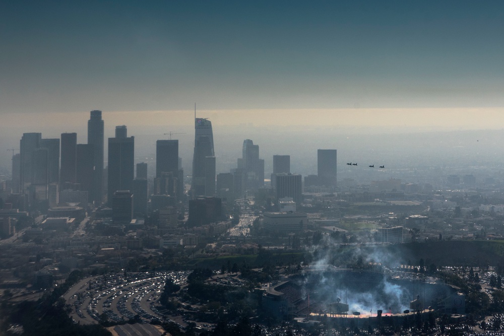Los Angeles Dodger's Receive Flyover from Vance Air Force Base