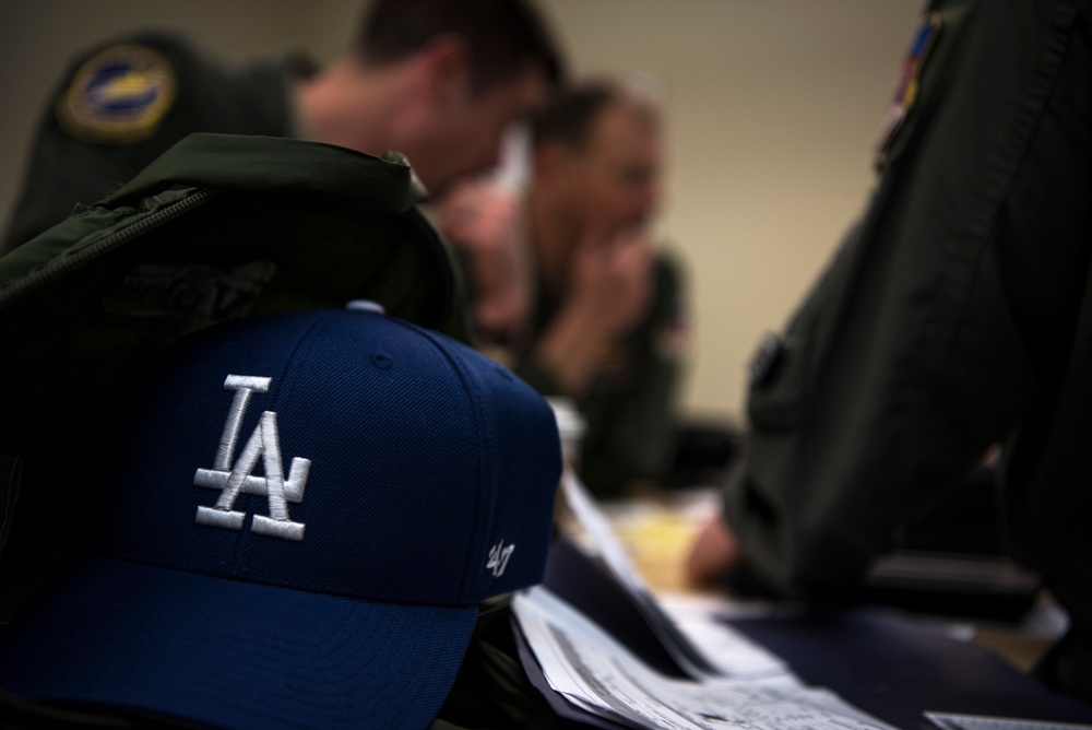 Los Angeles Dodger's Receive Flyover from Vance Air Force Base