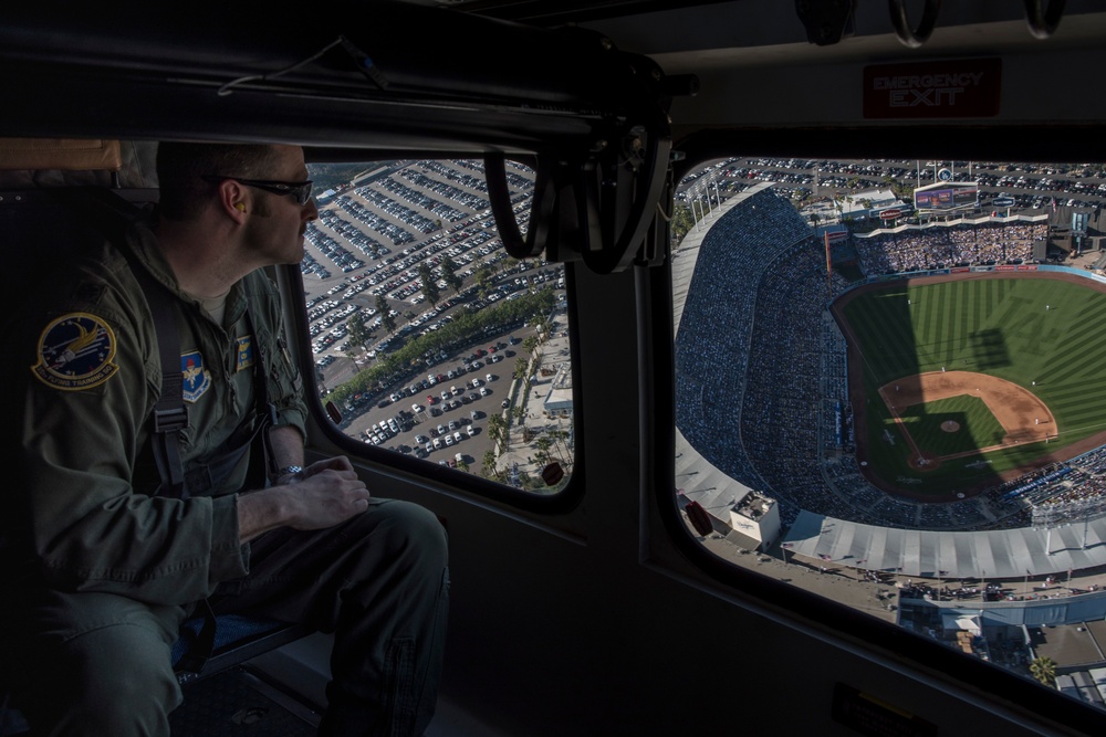 Los Angeles Dodger's Receive Flyover from Vance Air Force Base