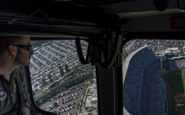 Los Angeles Dodger's Receive Flyover from Vance Air Force Base