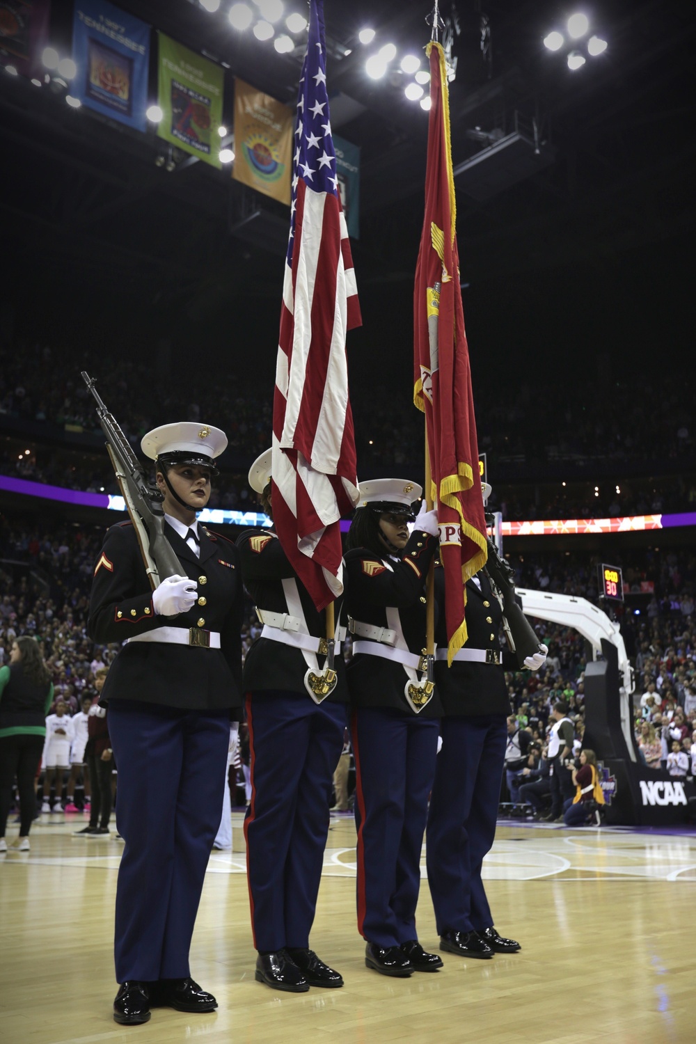 All-woman Marine color guard opens for Women's Final Four Championship