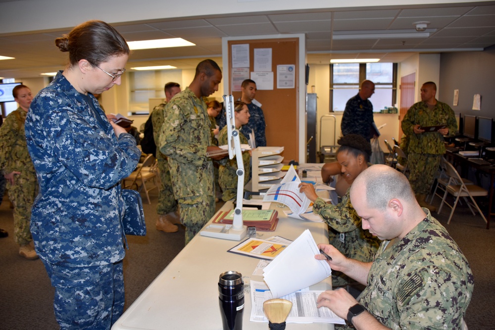 Sailors Check-in for Deployment