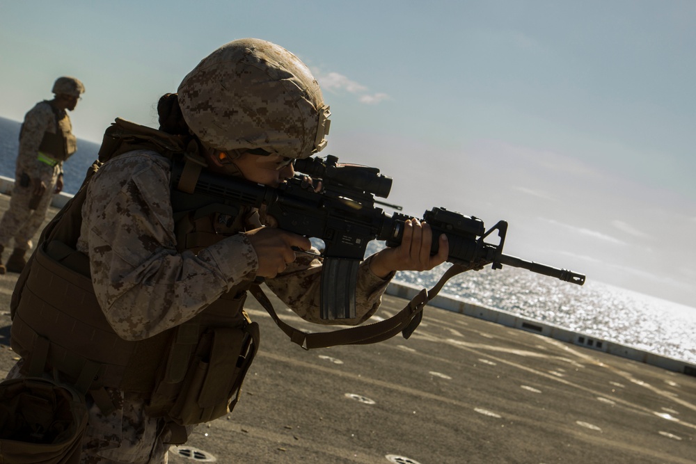 Combat Logistics Battalion 26 conducts deck shoot aboard USS New York