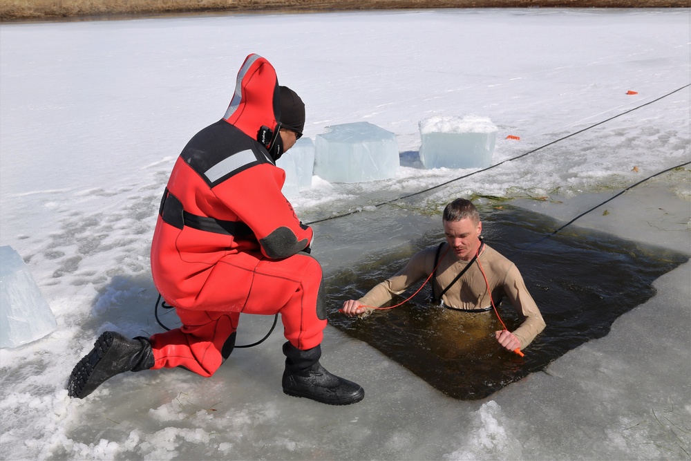 Cold-Weather Operations Course 18-06 students complete cold-water immersion training at Fort McCoy