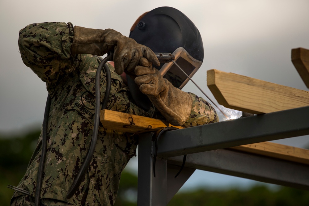 Seabees build MOH HM3 Bush Battle Aid Station to help Marines prepare for CCU 2.0