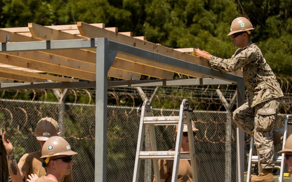 Seabees build MOH HM3 Bush Battle Aid Station to help Marines prepare for CCU 2.0