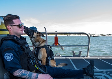 Coast Guard Canine Explosive Detection Team conducts hoist training