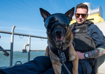 Coast Guard Canine Explosive Detection Team conducts hoist training