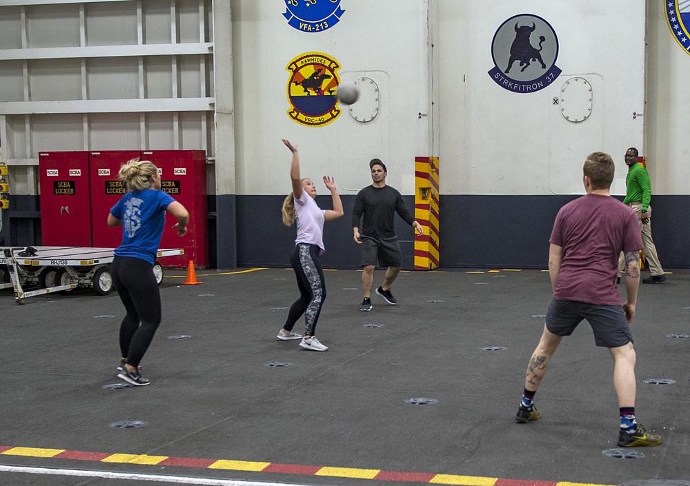 GHWB Sailors Play Volleyball