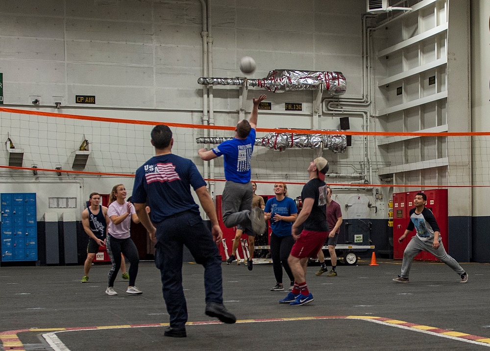 GHWB Sailors Play Volleyball