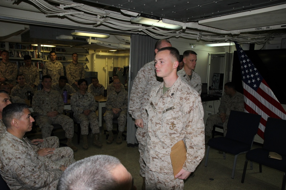 Corporal’s Course graduation at sea aboard the USS New York