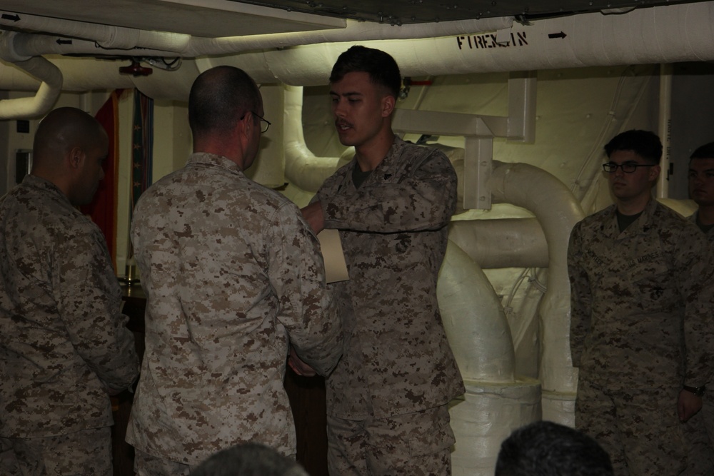 Corporal’s Course graduation at sea aboard the USS New York