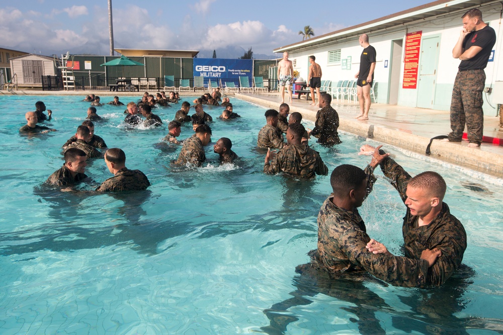 Amphibious Combat: U.S. Marines grapple in MCBH pool