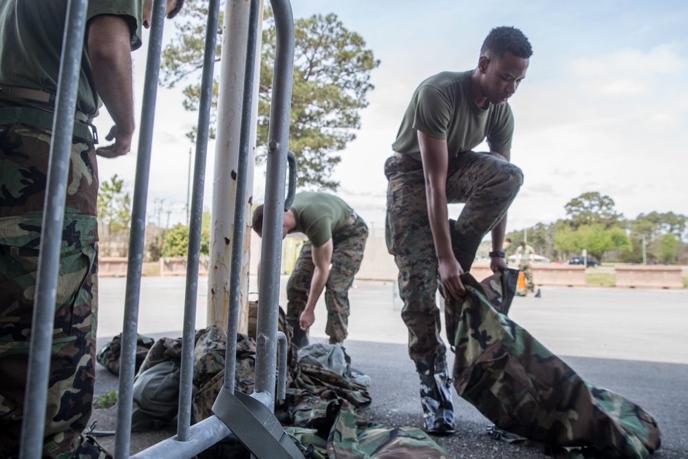 VMA-542 Marines Participate In A Decontamination Drill