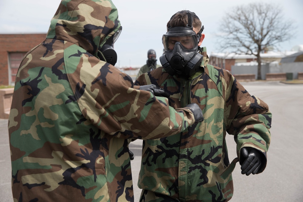 VMA-542 Marines Participate In A Decontamination Drill