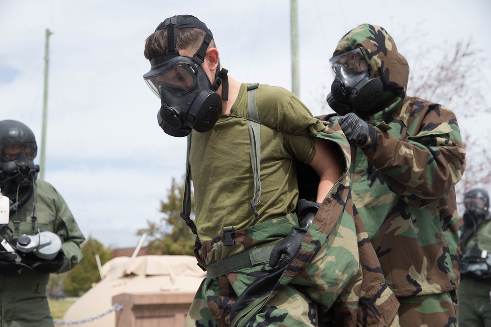 VMA-542 Marines Participate In A Decontamination Drill