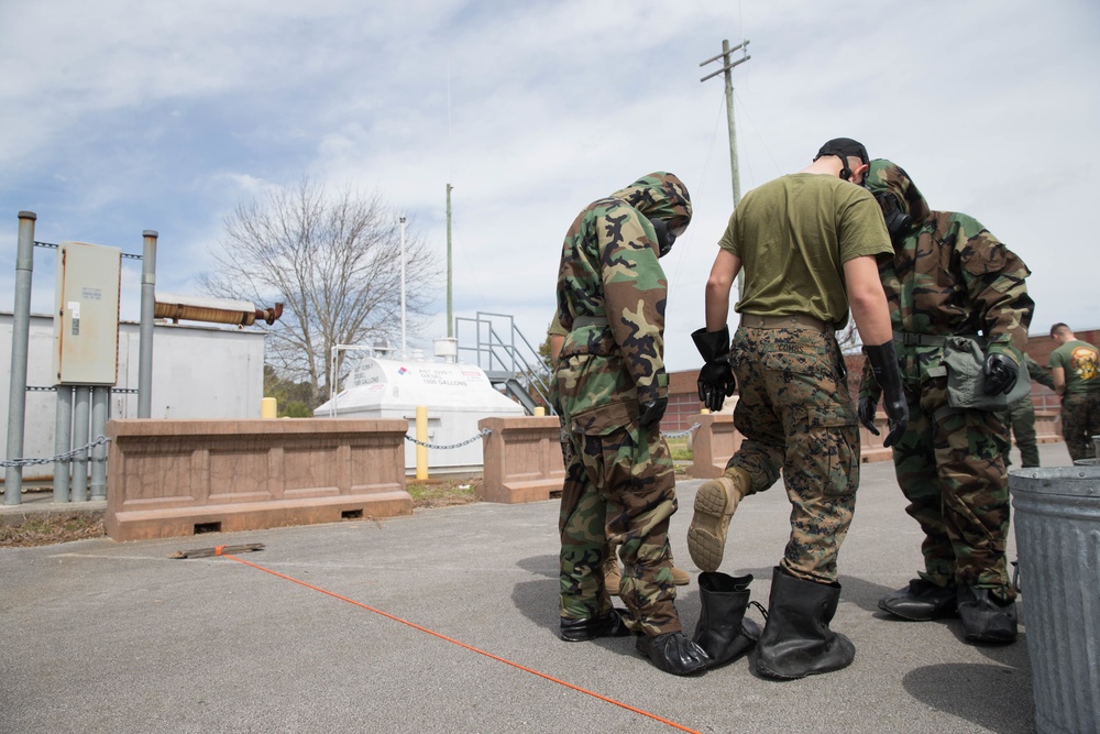 VMA-542 Marines Participate In A Decontamination Drill